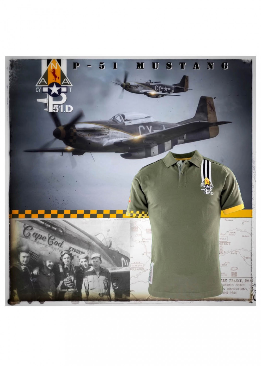 "Mustang P-51 Cape Cod Express" women's polo - D-Day | Barnstormer