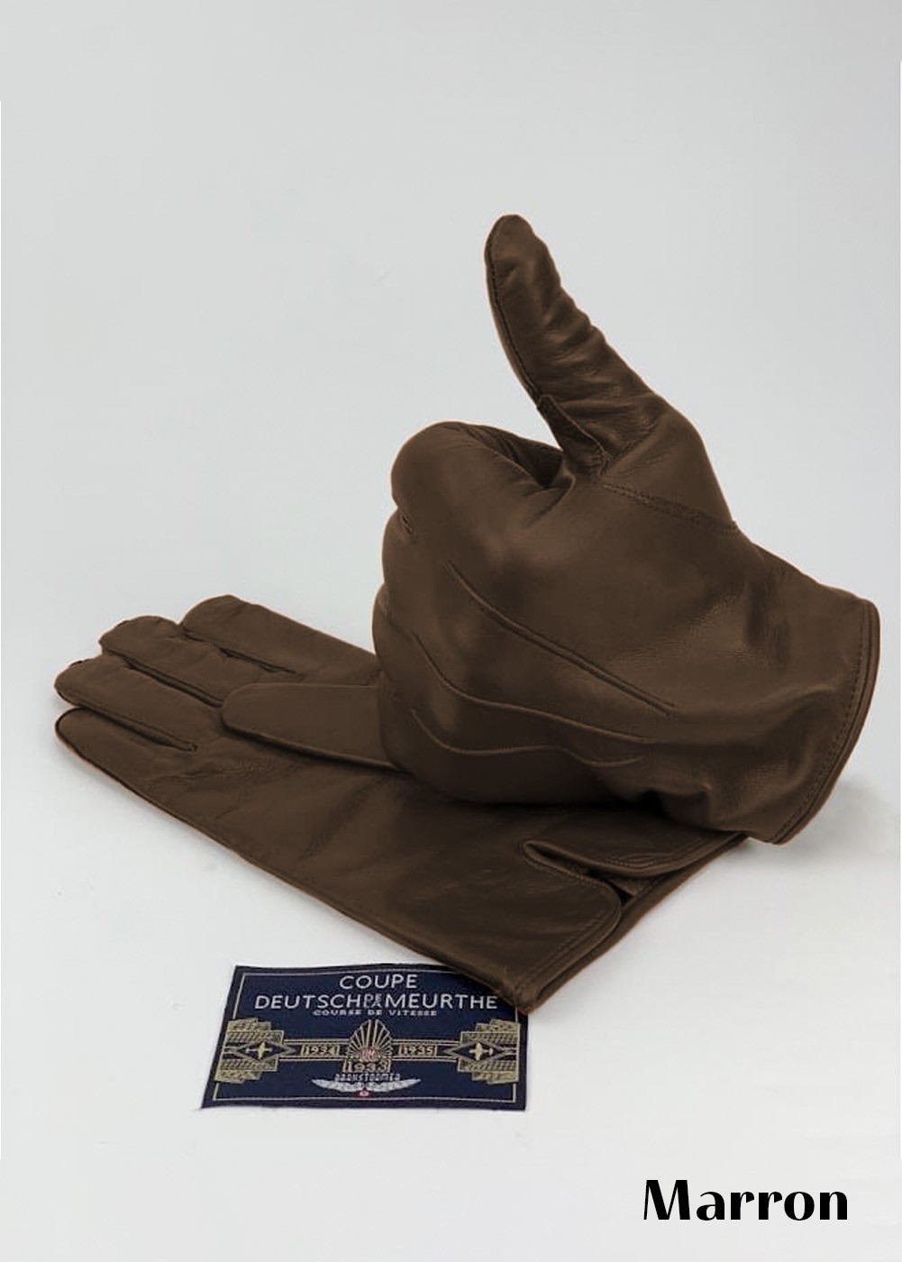 Gants marron en cuir "Coupe Deutsch de la Meurthe" | Barnstormer
