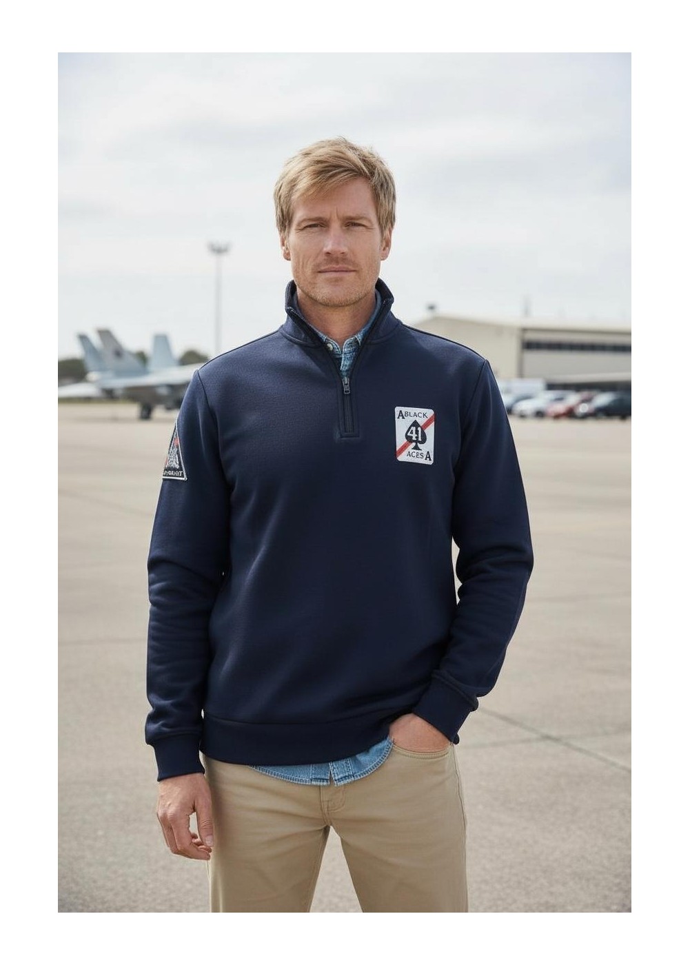"VF41 Black Aces" half-zip sweater | Barnstormer